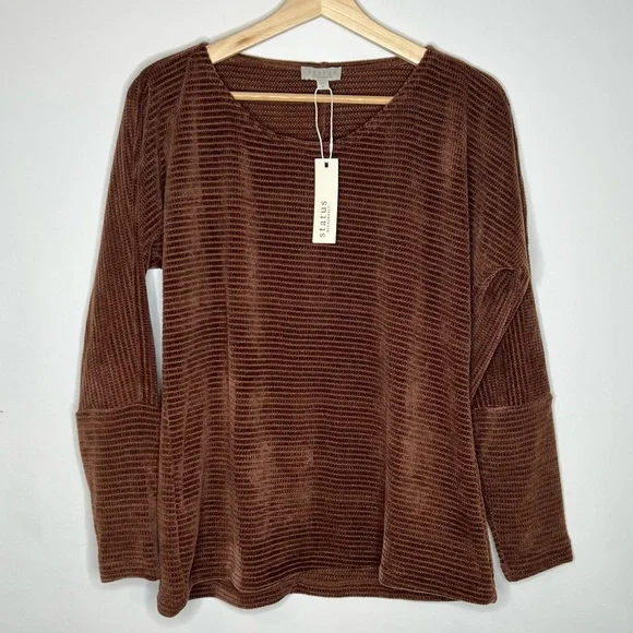 NEW Status by Chenault Chenille Brown sweater M - Picture 2 of 6